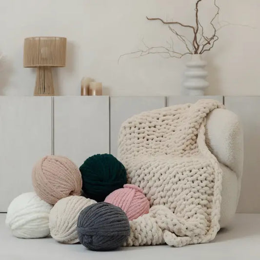 Handmade  Chunky Knit Chenille Blanket