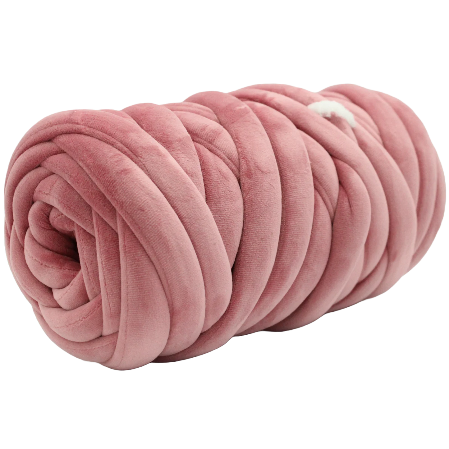 pale pink chunky velvet yarn in white background