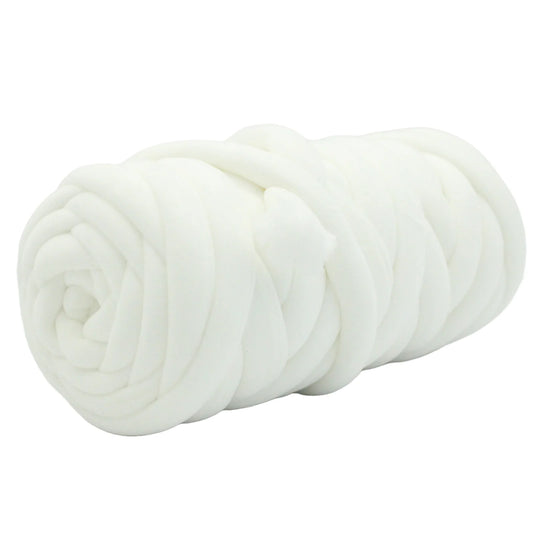 White chunky velvet yarn in a white background